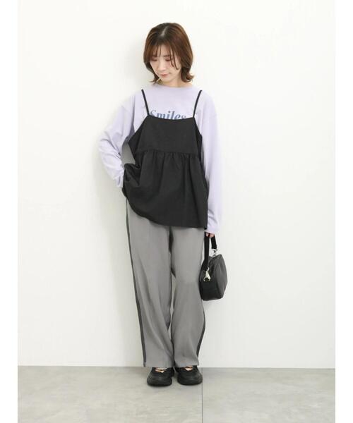 Samansa Mos2 blue（サマンサモスモスブルー）の「サイドラインパンツ（その他パンツ・レディース・グレー/ネイビー/ブラック/ライトベージュ・F）」の8枚目の写真