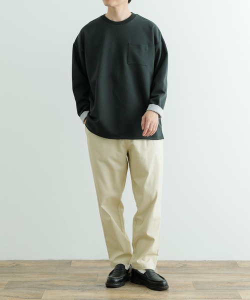 ITEMS URBANRESEARCH(アイテムズ アーバンリサーチ)の「裏ストライプ ダンボールプルオーバー(Tシャツ/カットソー・メンズ・ベージュ/グリーン/ブラック・MEDIUM/LARGE)」の6枚目の写真