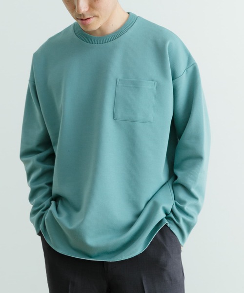 ITEMS URBANRESEARCH(アイテムズ アーバンリサーチ)の「裏ストライプ ダンボールプルオーバー(Tシャツ/カットソー・メンズ・ベージュ/グリーン/ブラック・MEDIUM/LARGE)」の7枚目の写真