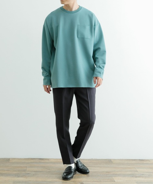 ITEMS URBANRESEARCH(アイテムズ アーバンリサーチ)の「裏ストライプ ダンボールプルオーバー(Tシャツ/カットソー・メンズ・ベージュ/グリーン/ブラック・MEDIUM/LARGE)」の12枚目の写真