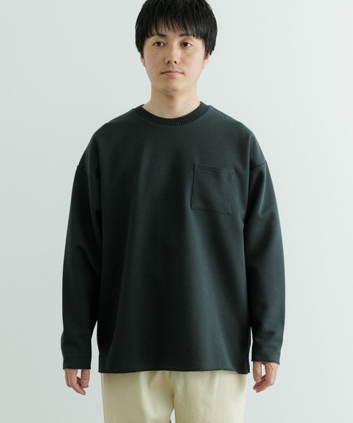 ITEMS URBANRESEARCH(アイテムズ アーバンリサーチ)の「裏ストライプ ダンボールプルオーバー(Tシャツ/カットソー・メンズ・ベージュ/グリーン/ブラック・MEDIUM/LARGE)」の14枚目の写真