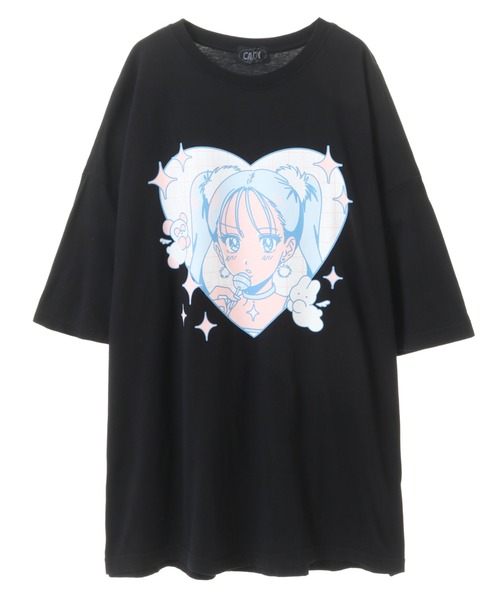 キャンディストリッパー ワッフル Tシャツ ワンピ 猫 ブラック BIG Candy Stripper - キャンディストリッパー ワッフル Tシャツ