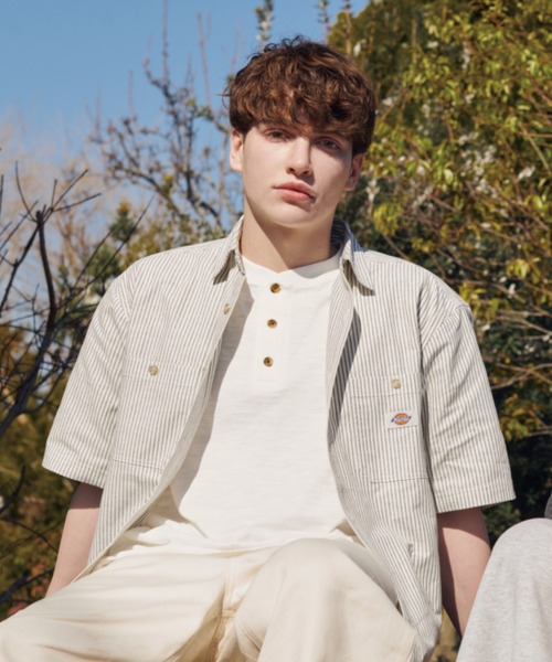 Dickies(ディッキーズ)の「Dickies スラブヘンリーネック半袖Tシャツ(Tシャツ/カットソー・メンズ・ネイビー/ブラック/ホワイト・M/XL/L/S/XXL)」の15枚目の写真