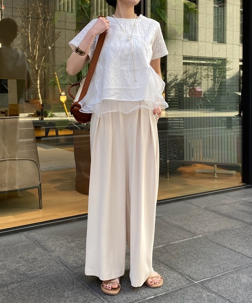 DOUDOU 今夏商品 フリルレーストップス ウェブ限定品 1度着用極極美品✨️ セール】【WEB限定】フリルレーストップス（シャツ/ブラウス
