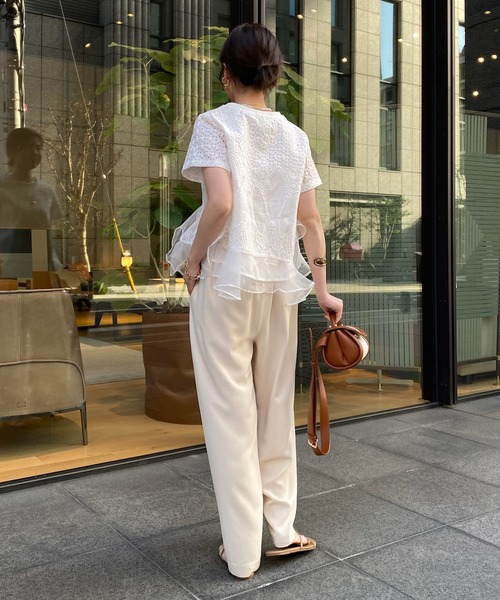 DouDou ホワイト レース フリル袖 トップス 新色追加】【WEB限定】レースフリルTEE | DOUDOU(ドゥドゥ
