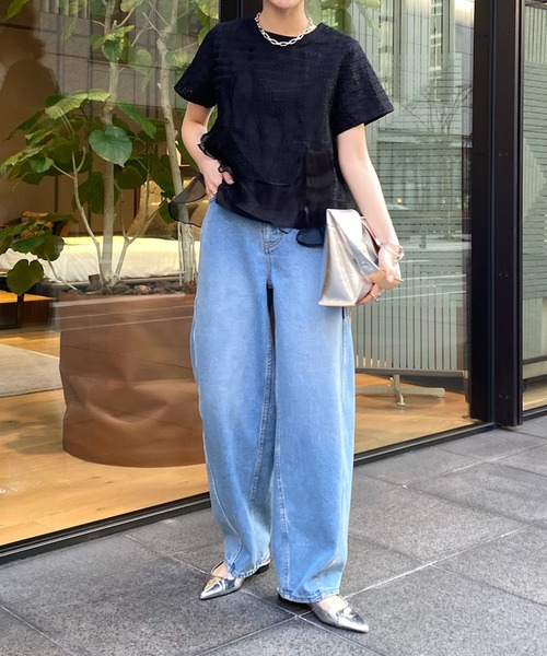 ネイビー レースフリル Tシャツ 0000040329015.jpg