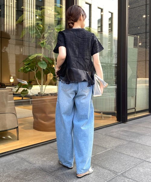DouDou(ドゥドゥ)の「【WEB限定】レースフリルTEE(Tシャツ/カットソー・レディース・ブラック/ホワイト/グリーン・FREE)」の18枚目の写真