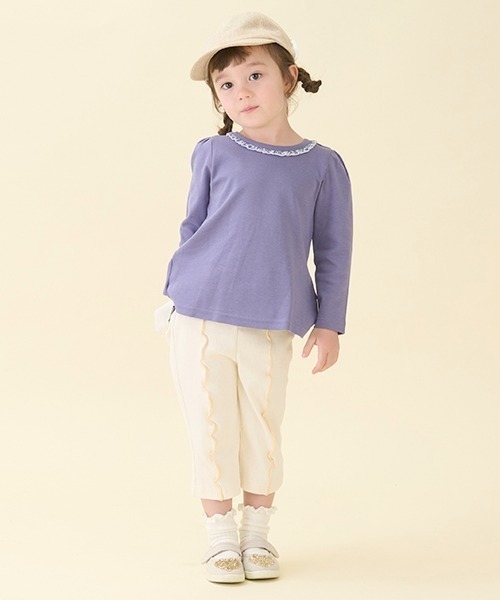 petit main(プティマイン)の「【タフコットン】7分丈レギンス(レギンス/スパッツ・キッズ・レモンイエロー/チャコール/キナリ/ブラック/アイボリー/ライトピンク/ライトベージュ・100cm/90cm/80cm/120cm/130cm/110cm)」の3枚目の写真