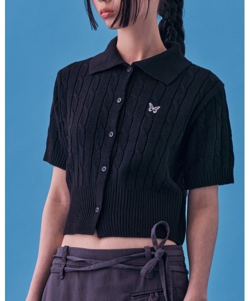 FANCY CLUB(ファンシークラブ)の「NASTY FANCY CLUB/ケーブルニットカーディガン 2123894(カーディガン/ボレロ・レディース・グレー/ブラック・FREE)」の7枚目の写真