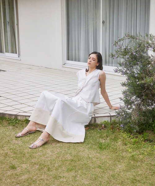 Elenzga ホワイト フレアスカート ドレス EMMEL REFINES（エメルリファインズ）の「＜EMMEL REFINES＞EM