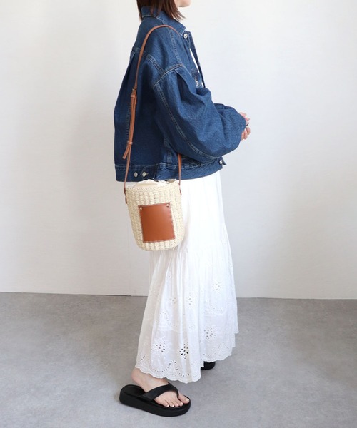 MIAN (ミアン)の「【MIAN】ドッキングペーパーショルダーバッグ ドロスト レザー コンビ 巾着 ペーパー 筒形 /2244-500-1(ショルダーバッグ・レディース・ブラウン/グレー/ブラック・FREE)」の6枚目の写真