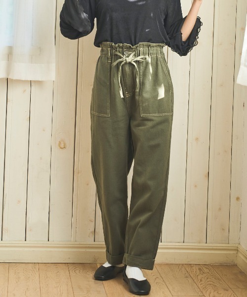 mil(ミル)の「フロントステッチデニムパンツ(デニム・チノ)【全ゴム・楽ちん】(デニムパンツ・レディース・ネイビー/オフホワイト/サックスブルー/カーキ/ベージュ/ブラウン・S/M/XS/S-Short/S-Regular/M-Regular)」の5枚目の写真