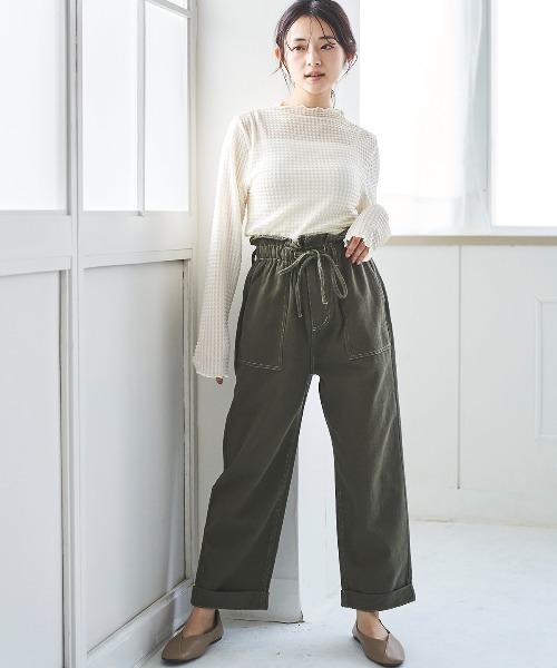 mil(ミル)の「フロントステッチデニムパンツ(デニム・チノ)【全ゴム・楽ちん】(デニムパンツ・レディース・ネイビー/オフホワイト/サックスブルー/カーキ/ベージュ/ブラウン・S/M/XS/S-Short/S-Regular/M-Regular)」の22枚目の写真