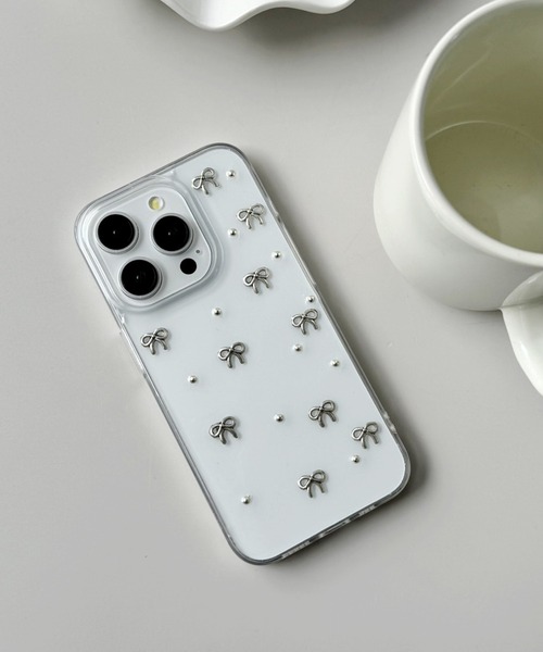Jelly moo / ジェリームー 】 ミニリボン スタッズ iPhone ケース ( 13