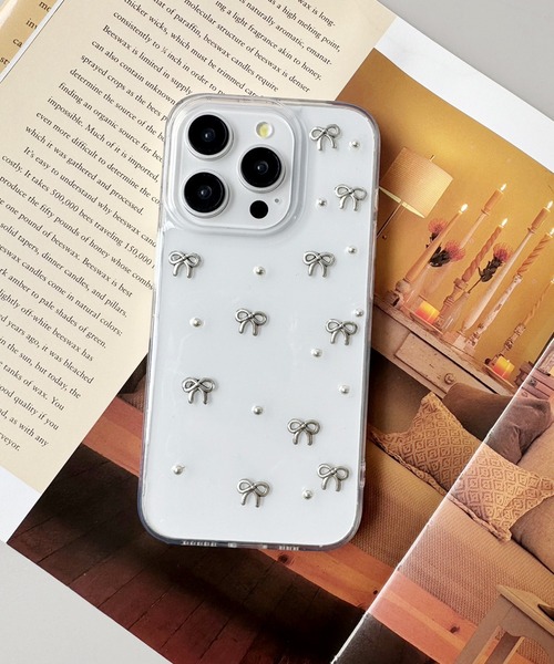 Jelly moo / ジェリームー 】 ミニリボン スタッズ iPhone ケース ( 13 
