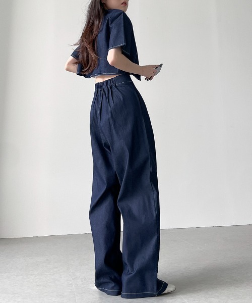 N.s（エヌドットエス）の「配色ステッチショートデニムトップス＋タックワイドパンツセットアップ（セットアップ・レディース・ブラック/ブルー・FREE）」の17枚目の写真