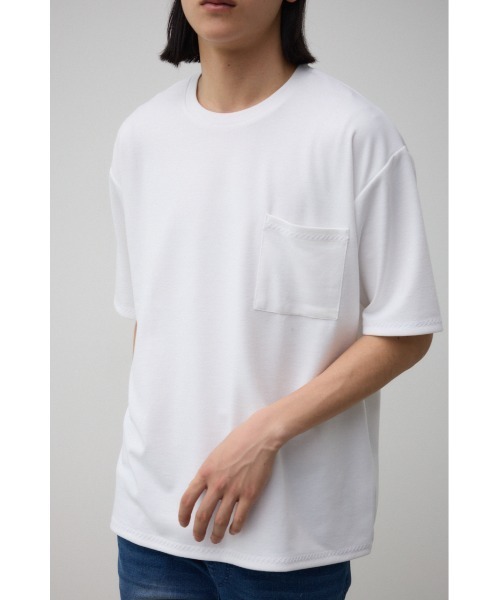 AZUL by moussy(アズールバイマウジー)の「ステッチデザインポケットTシャツ(Tシャツ/カットソー・メンズ・ホワイト/ブラック/グレー・MEDIUM/LARGE)」の4枚目の写真