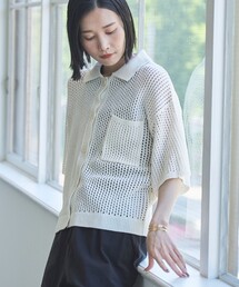 メッシュポロニットカーディガン