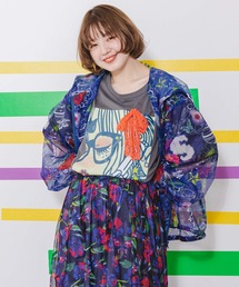 ScoLar（スカラー）の「142637：花柄×宇宙柄 メッシュシアーブルゾン（パーカー・レディース）」
