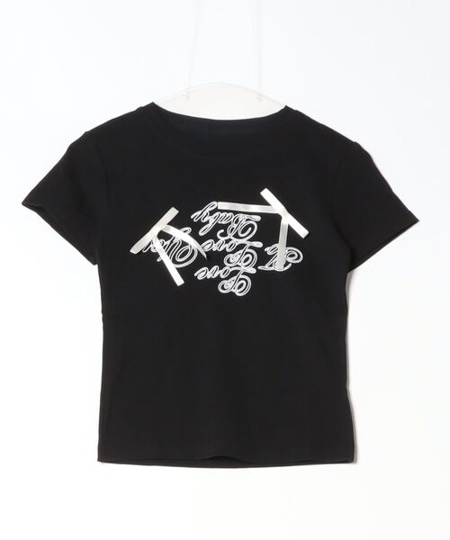 gossip!ロサンゼルス(ゴシップロサンゼルス)の「サテンリボンつきロゴ半袖Tシャツ(Tシャツ/カットソー・レディース・ブラック/オフホワイト・FREE)」の13枚目の写真