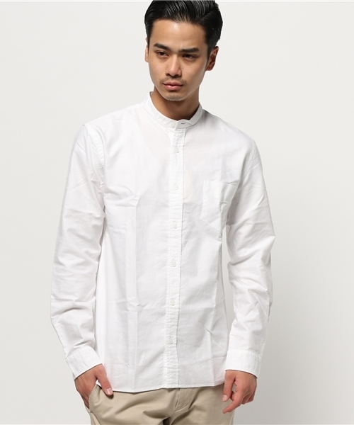 OUTLET（アウトレット）の「【CIAOPANIC TYPY】オックスバンドカラー（シャツ/ブラウス・メンズ・ホワイト/ネイビー・MEDIUM/LARGE）」の2枚目の写真