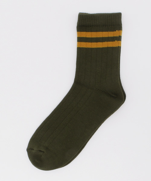 WEGO（ウィゴー）の「WEGO/カラー2ラインソックス（ソックス/靴下・レディース・ネイビー/カーキ/ホワイト・FREE）」の2枚目の写真