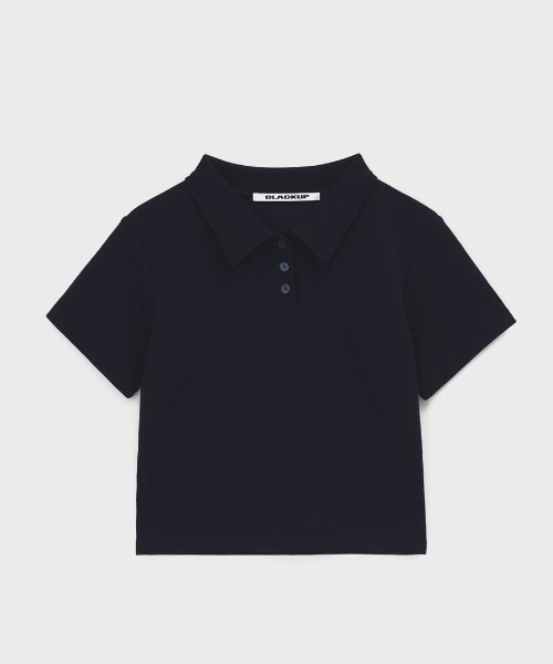 BLACKUP（ブラックアップ）の「[MADE] フェルナッツセミクロップポロカラー半袖Tシャツ（ポロシャツ・レディース・ネイビー/ホワイト/グレー・ONESIZE）」の13枚目の写真