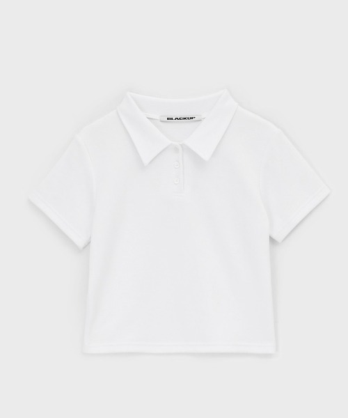 BLACKUP（ブラックアップ）の「[MADE] フェルナッツセミクロップポロカラー半袖Tシャツ（ポロシャツ・レディース・ネイビー/ホワイト/グレー・ONESIZE）」の14枚目の写真