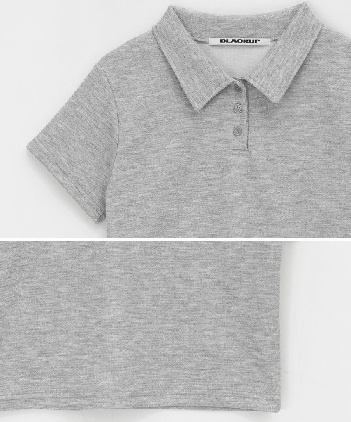 BLACKUP（ブラックアップ）の「[MADE] フェルナッツセミクロップポロカラー半袖Tシャツ（ポロシャツ・レディース・ネイビー/ホワイト/グレー・ONESIZE）」の17枚目の写真