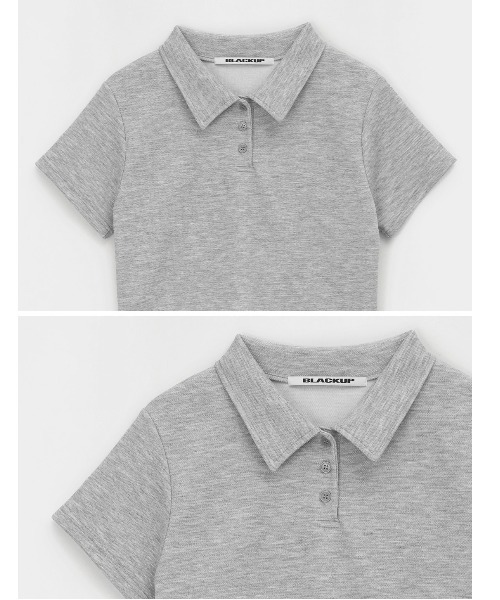 BLACKUP（ブラックアップ）の「[MADE] フェルナッツセミクロップポロカラー半袖Tシャツ（ポロシャツ・レディース・ネイビー/ホワイト/グレー・ONESIZE）」の18枚目の写真