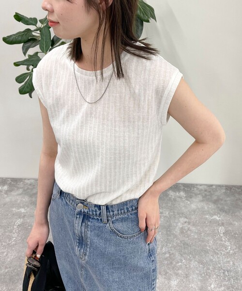 fredy emue（フレディエミュ）の「ドライテレコフレンチTシャツ（Tシャツ/カットソー・レディース・ピンク/ブラック/オフホワイト/ネイビー・38）」の2枚目の写真