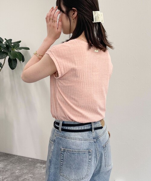 fredy emue（フレディエミュ）の「ドライテレコフレンチTシャツ（Tシャツ/カットソー・レディース・ピンク/ブラック/オフホワイト/ネイビー・38）」の4枚目の写真