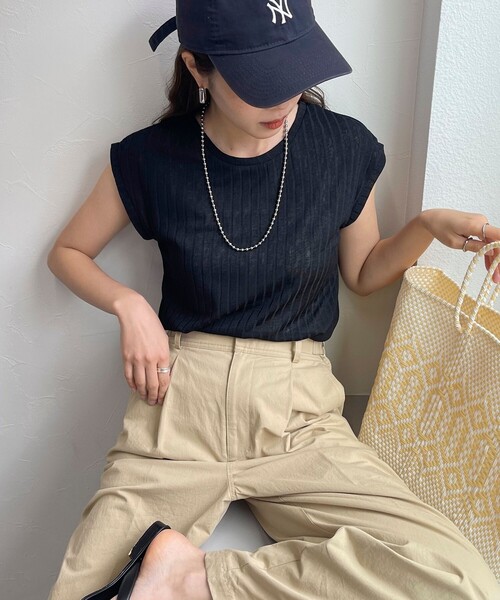 fredy emue（フレディエミュ）の「ドライテレコフレンチTシャツ（Tシャツ/カットソー・レディース・ピンク/ブラック/オフホワイト/ネイビー・38）」の3枚目の写真