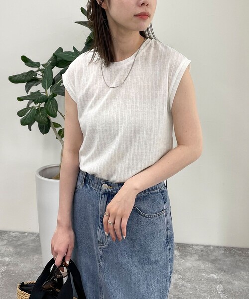 fredy emue（フレディエミュ）の「ドライテレコフレンチTシャツ（Tシャツ/カットソー・レディース・ピンク/ブラック/オフホワイト/ネイビー・38）」の8枚目の写真