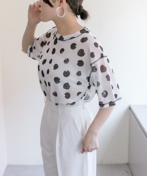 ear PAPILLONNER（イアパピヨネ）の「シアードットプリントTシャツ