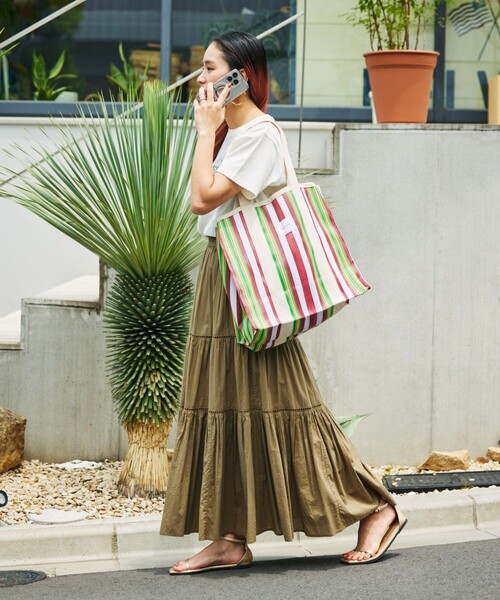 FREAK'S STORE（フリークスストア）の「STRIPE TOTE BAG L / インド ストライプ トートバッグ L（ショルダーバッグ・レディース・グリーン/ブルー/レッド・ONE SIZE）」の21枚目の写真