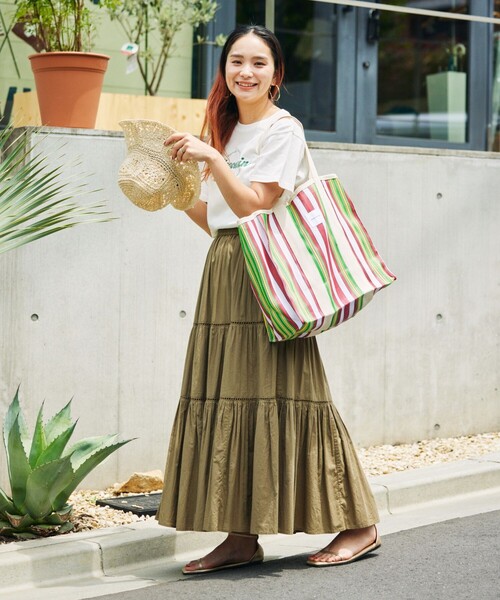 FREAK'S STORE（フリークスストア）の「STRIPE TOTE BAG L / インド ストライプ トートバッグ L（ショルダーバッグ・レディース・グリーン/ブルー/レッド・ONE SIZE）」の20枚目の写真