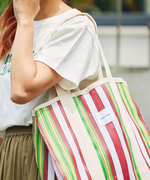 セール】STRIPE TOTE BAG L / インド ストライプ トートバッグ L