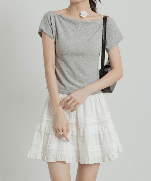MAISON DE THERESE(メゾン ド テレーズ)の「ニットTシャツ(Tシャツ/カットソー・レディース・ブラック/グレー/ホワイト/レッド/ブラック系・FREE)」の1枚目の写真