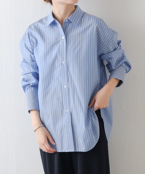 COLLAGE GALLARDAGALANTE（コラージュガリャルダガランテ）の「MIXストライプシャツ（シャツ/ブラウス・レディース・アイボリー/サックスブルー・FREE）」の11枚目の写真