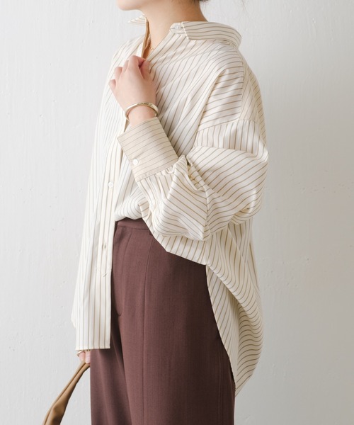 COLLAGE GALLARDAGALANTE（コラージュガリャルダガランテ）の「MIXストライプシャツ（シャツ/ブラウス・レディース・アイボリー/サックスブルー・FREE）」の5枚目の写真