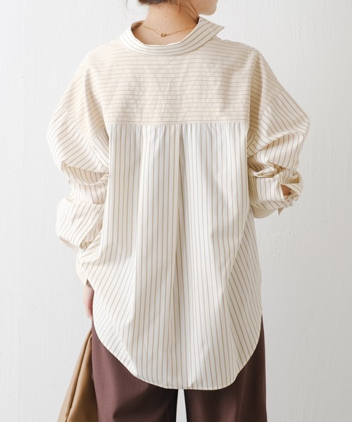 COLLAGE GALLARDAGALANTE（コラージュガリャルダガランテ）の「MIXストライプシャツ（シャツ/ブラウス・レディース・アイボリー/サックスブルー・FREE）」の6枚目の写真