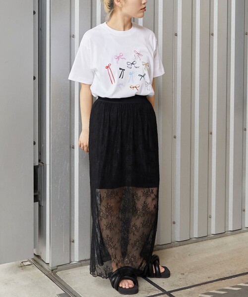 Firsthand（ファーストハンド）の「Firsthand/ファーストハンド オーガニックコットンマルチリボンプリントTシャツ / フロントデザインTシャツ / 半袖TEE（Tシャツ/カットソー・レディース・ホワイト・ONE SIZE）」の8枚目の写真