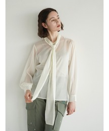 Sheer bow tie blouse