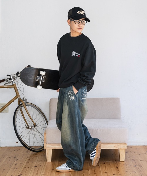 kaoyorinakami（カオヨリナカミ）の「punchbike sweat / パンチバイクスウェット（スウェット・メンズ・ブラック/グレー/グリーン・X-SMALL/SMALL/MEDIUM/LARGE/X-LARGE）」の7枚目の写真