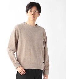 【洗える】クルーネックモールニット