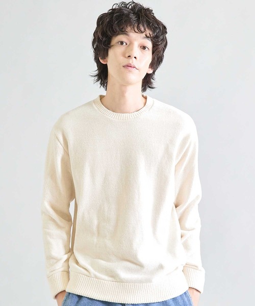 UNION STATION(ユニオンステーション)の「【洗える】クルーネックモールニット(ニット/セーター・メンズ・ベージュ/ボルドー/ブラック/オフホワイト/ブルー/チャコールグレー・M/L/LL)」の7枚目の写真