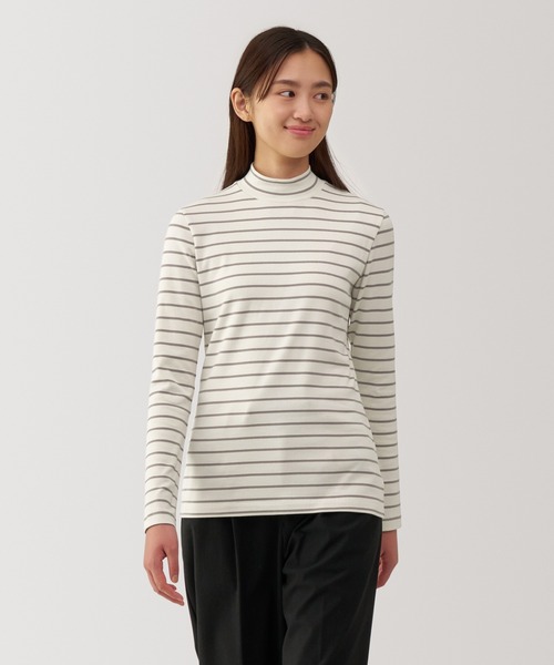 無印良品(ムジルシリョウヒン)の「婦人 起毛フライス編みハイネック長袖Tシャツ(Tシャツ/カットソー・レディース・ホワイト系/ブラック/ピンク/ライトグレー/ホワイト/ブラック系・XL/L/M/S)」の3枚目の写真