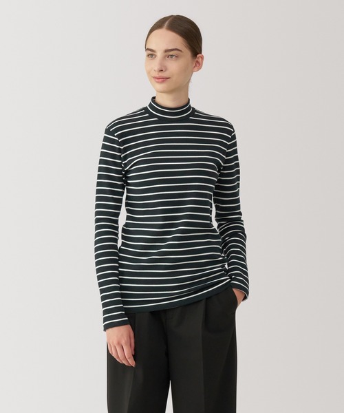 婦人 起毛フライス編みハイネック長袖Tシャツ（Tシャツ/カットソー