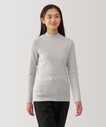 婦人 起毛フライス編みハイネック長袖Tシャツ